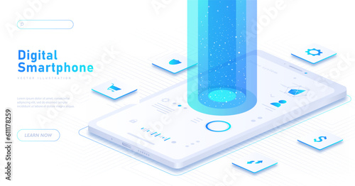 Digital smartphone white concept