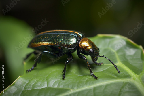 Generative AI. a beetle on a leaf © imur