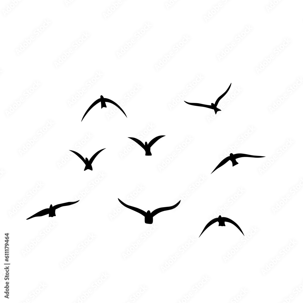Fototapeta premium Flying birds silhouettes vector