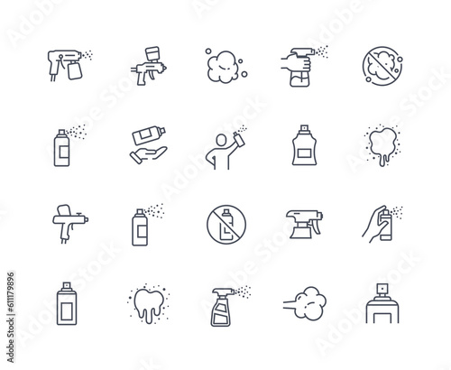 Spray icons outline set