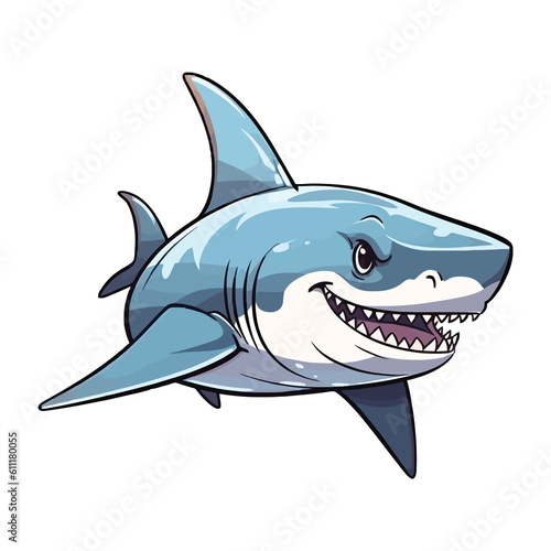 Enchanting Shark  Endearing 2D Illustration of a Charming Underwater Guardian