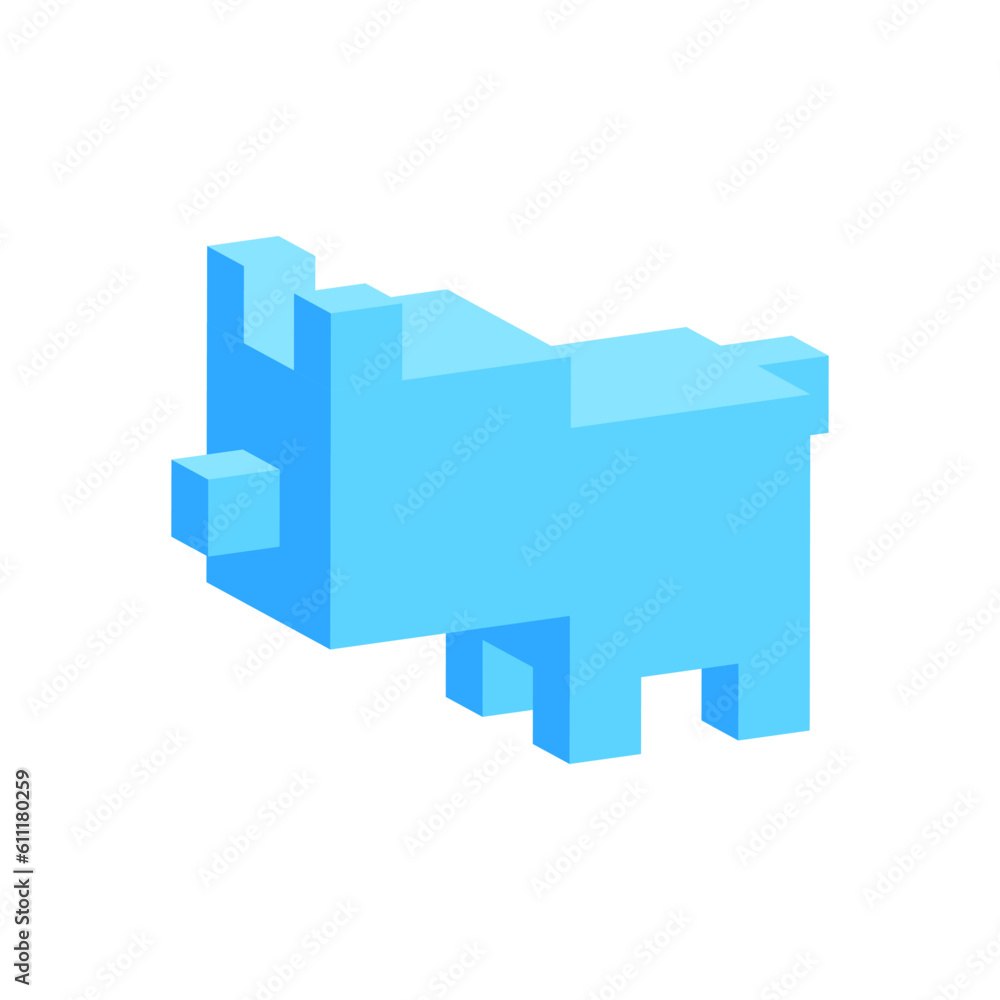 Pixel pig isometric in trendy style. Cartoon Dog Isolated. Vector illustration. Stock picture. Pixel pig isometric in trendy style. Cartoon Dog Isolated. Vector illustration. Stock picture.
