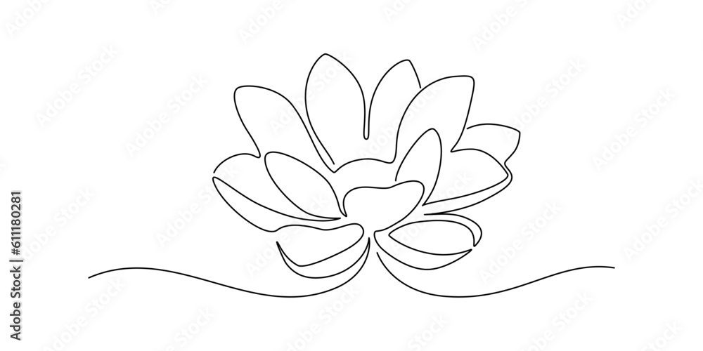Vetor de Flower lotus in one continuous line drawing. Logo yoga studio ...