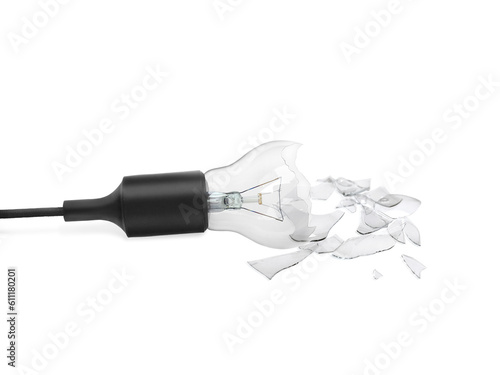 Foto Broken light bulb, transparent background