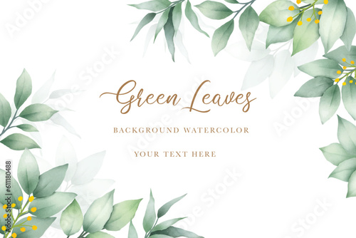 Background Green Leaves Watercolor