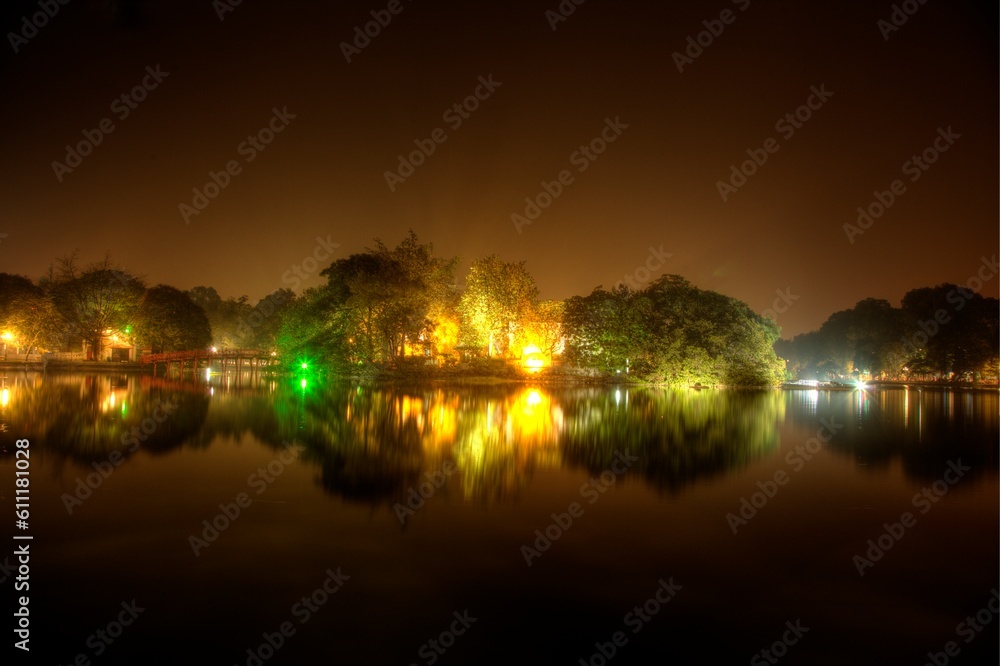 night view of the lake, Hanoi, Vietnam
