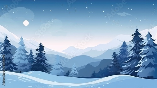 winter landscape, Winter feeling background, solid colors - generative AI © Nad