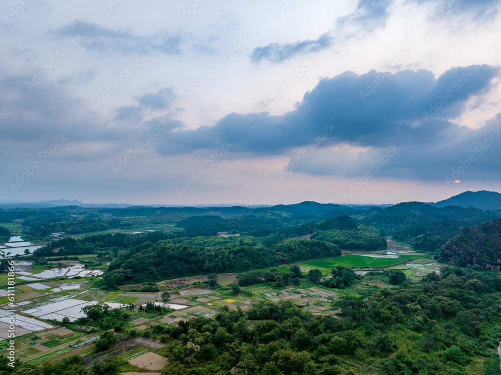 Fototapeta premium Aerial photography of pastoral scenery in Jiangxi, China
