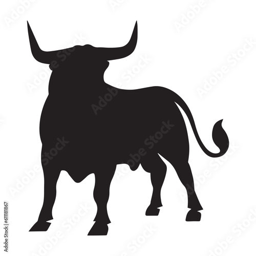 A Bull Vector Silhouette Illustration Black color.