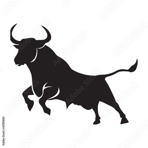 A Bull Vector Silhouette Illustration Black color.