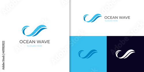 ocean blue wave abstract water logo icon design element, water wave simple logo element