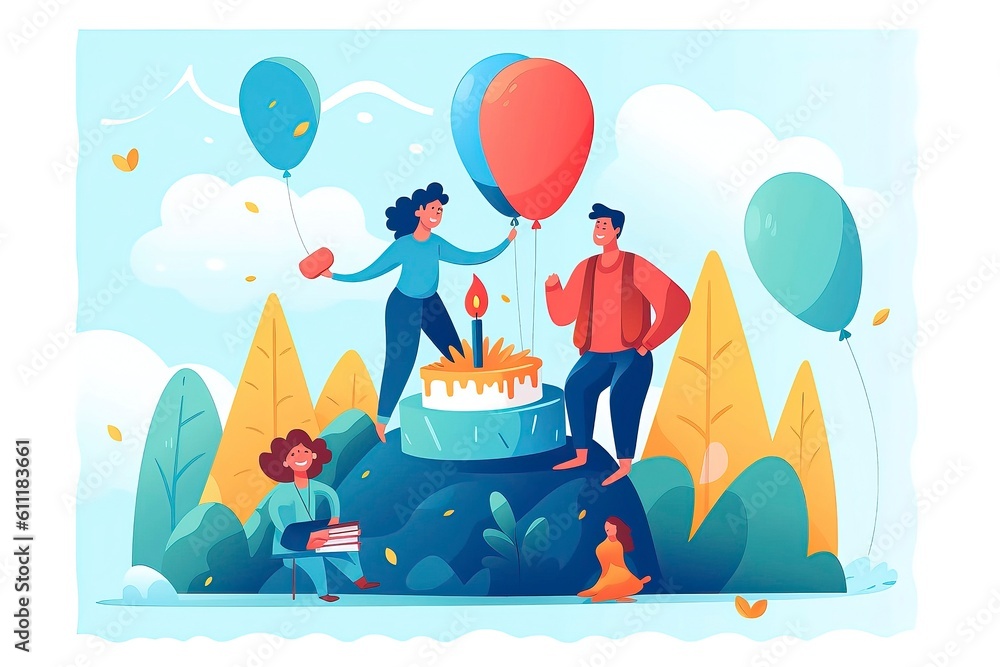 Happy Birthday Party illustration Idea. Generative AI Happy Birthday Party illustration Idea. Generative AI