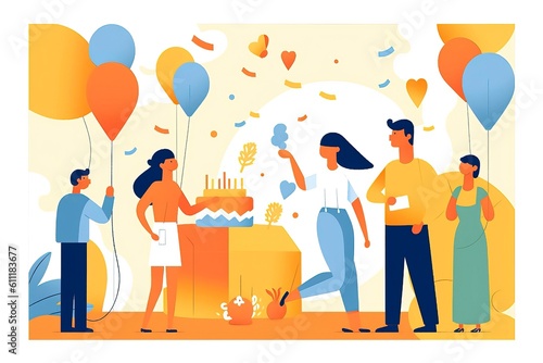 Happy Birthday Party illustration Idea. Generative AI © CREATIVE STOCK