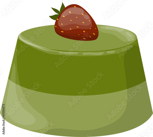 illustration of a matcha panna cotta