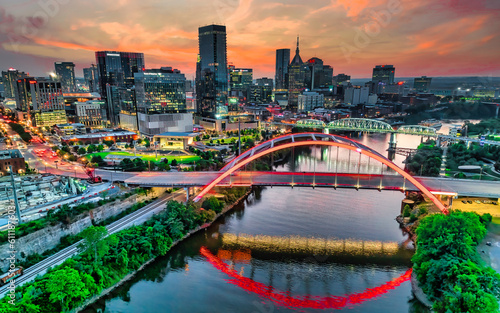 Nashville city sunset photo