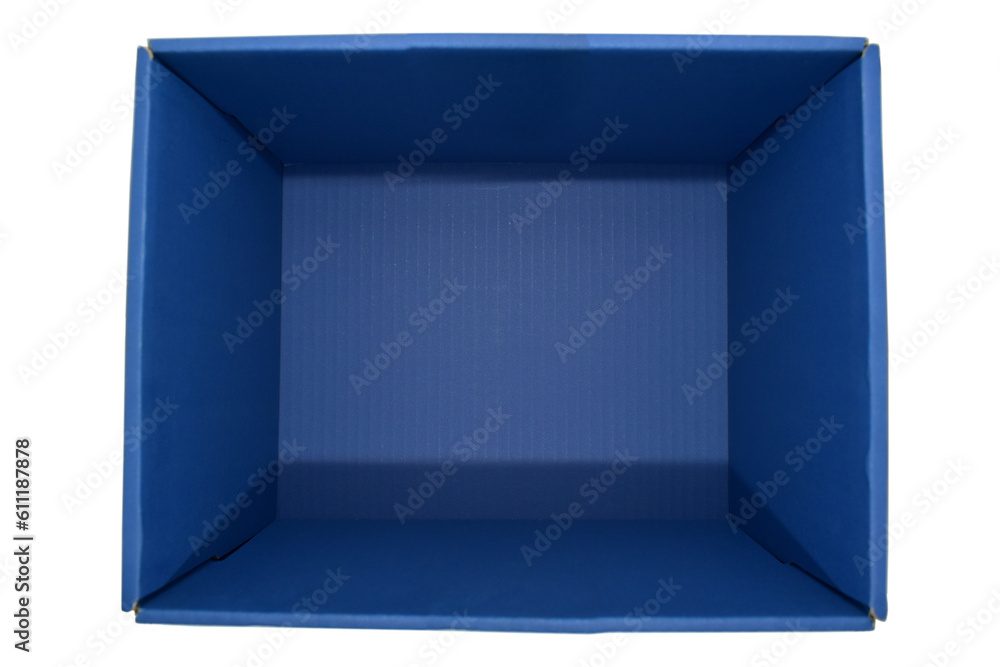 inside of blue carton box isolated on white background, cardboard texture for design inside of blue carton box isolated on white background, cardboard texture for design