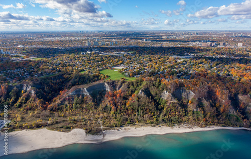 Aerial view of Scarbourgh Bluffs in Toronto, Ontario