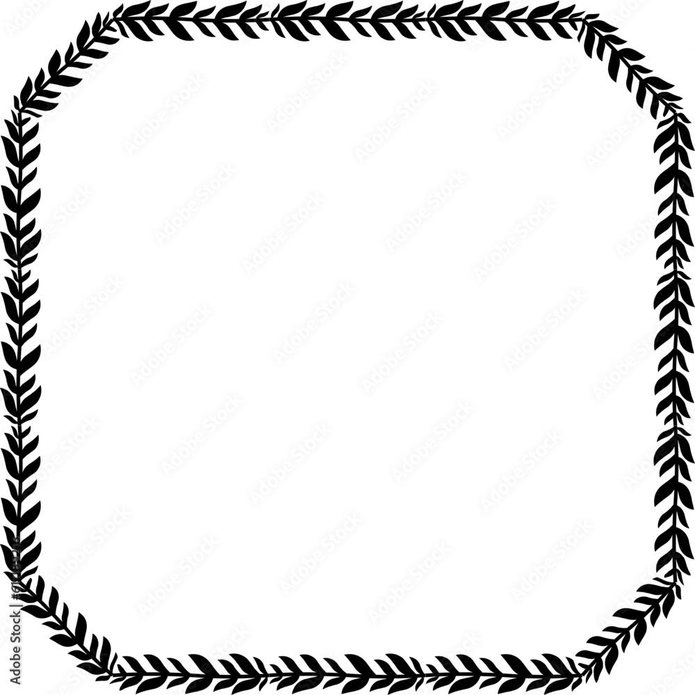 Obraz premium Square Emerald Frame Leaves wreath vector border floral photo frame Black romantic Botanical Branches decoration wedding anniversary birthday new year newborn Christmas valentine winner award 