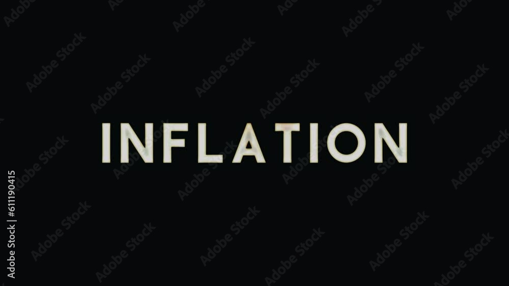 Inflation text motion animation with color lights effect. 4k 60fps short footage Inflation text motion animation with color lights effect. 4k 60fps short footage