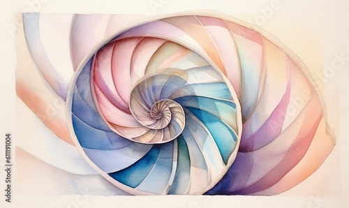 turban shell in watercolor style with pastel colors