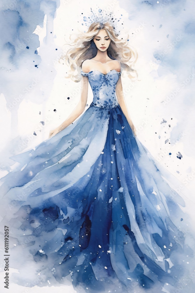 Beautiful Fairy Tale Princess in a Stunning Blue Gown Generative AI Beautiful Fairy Tale Princess in a Stunning Blue Gown Generative AI