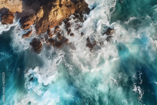 aerial view of sea and rocks