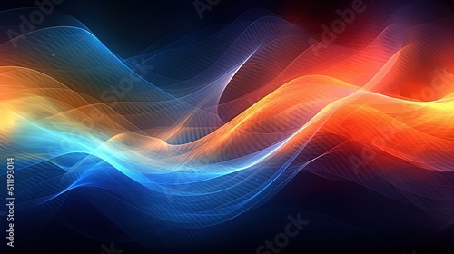 0718. Electric Blue and Vibrant Orange Digital Wave Background. Generative AI