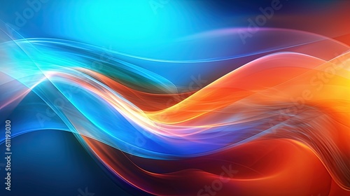 0719. Electric Blue and Vibrant Orange Digital Wave Background. Generative AI