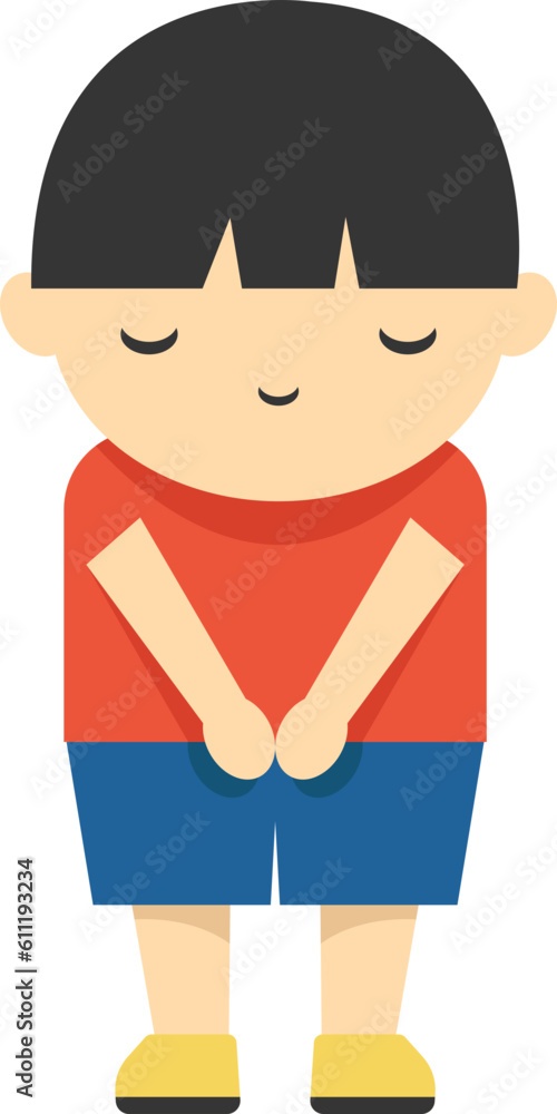 child bowing down politely vector illustration.