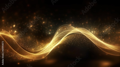 0767. Glittering Gold Digital Wave Background. Generative AI