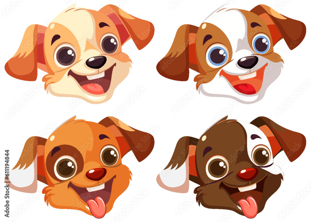 Obraz premium Cute dog face set