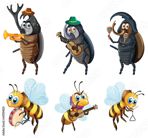 Beetle and Bee Cartoon Characters