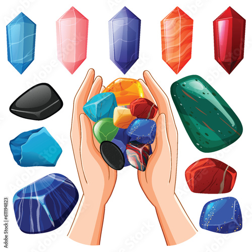 Set of lucky gem stone