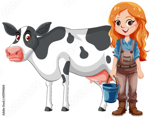 Cute farmer woman cartoon character
