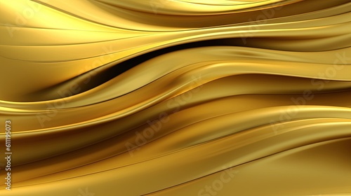 0872. Lustrous Gold Waves Digital Wave Background. Generative AI