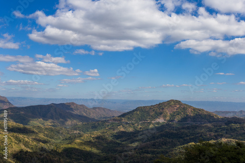 High valleys and rich green forests of the rainforest.