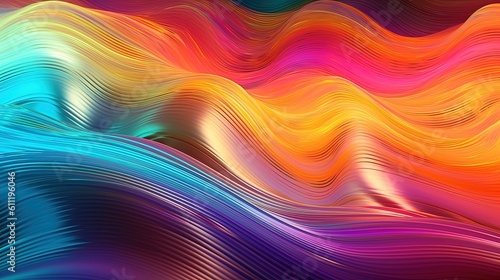 0949. Multicolored Chrome Digital Wave Background. Generative AI