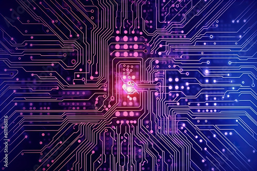 Electric Circuit Pattern Background. Generative AI