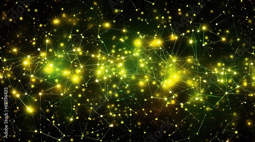 0971. Neon Green and Yellow Cybernetic Network Background. Generative AI