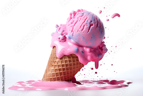 strawberry ice cream isolated on a white background