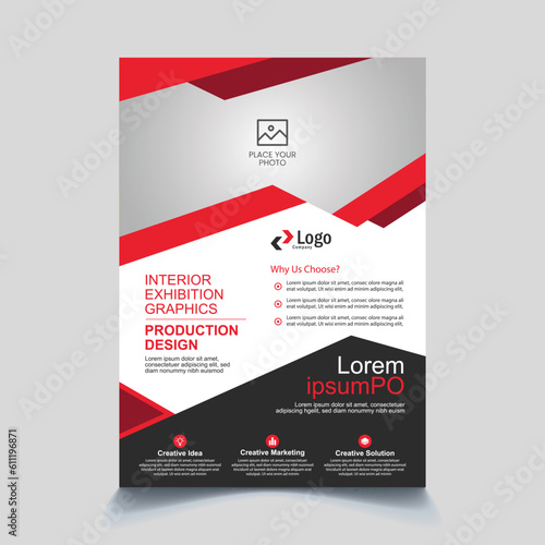 Business brochure flyer design a4 template. Business abstract vector Flyer and Red cover business brochure design template.