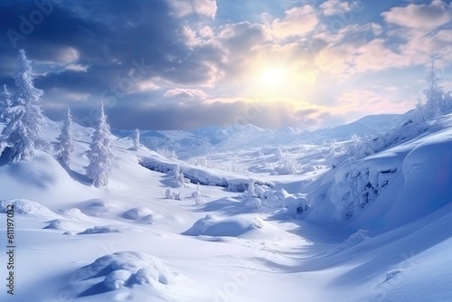 winter landscape background with snow © EnelEva