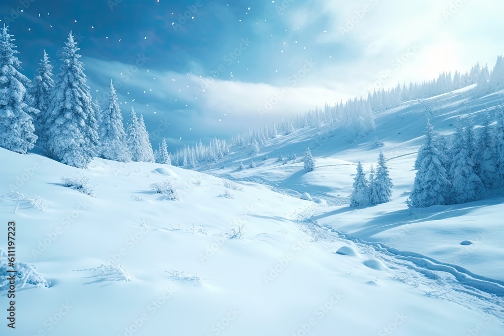 winter landscape background with snow
