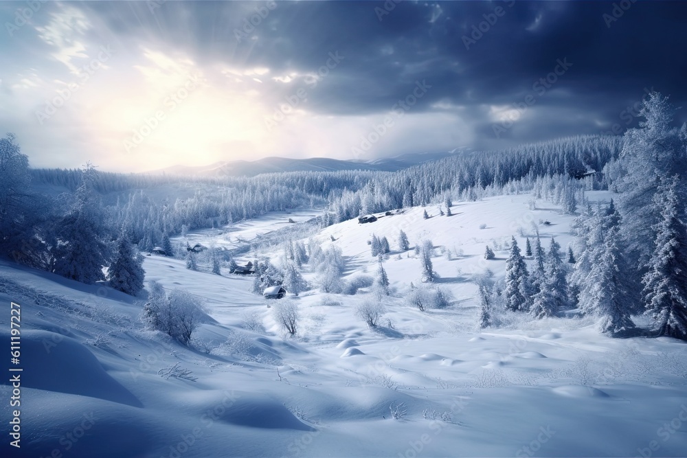 Obraz premium winter landscape background with snow
