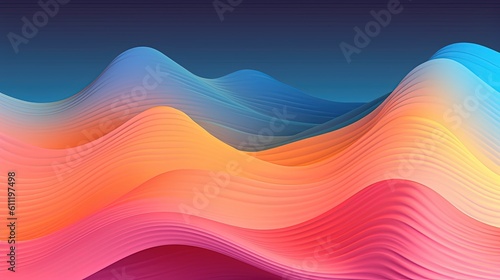 1046. Orange Pink and Blue Digital Waves Background. Generative AI