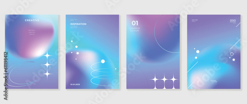 Gradient banner design background. Abstract gradient graphic with circle, sparkle, galaxy, lines. Futuristic business cards collection illustration for flyer, brochure, invitation, social media.