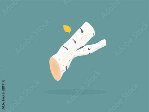 Birch tree logs Trunk parts with white bark side view vector illustration