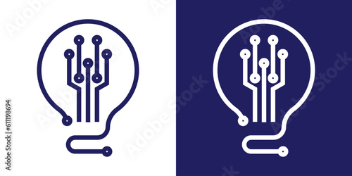 logo design bulb tech icon vector minimalist illustration