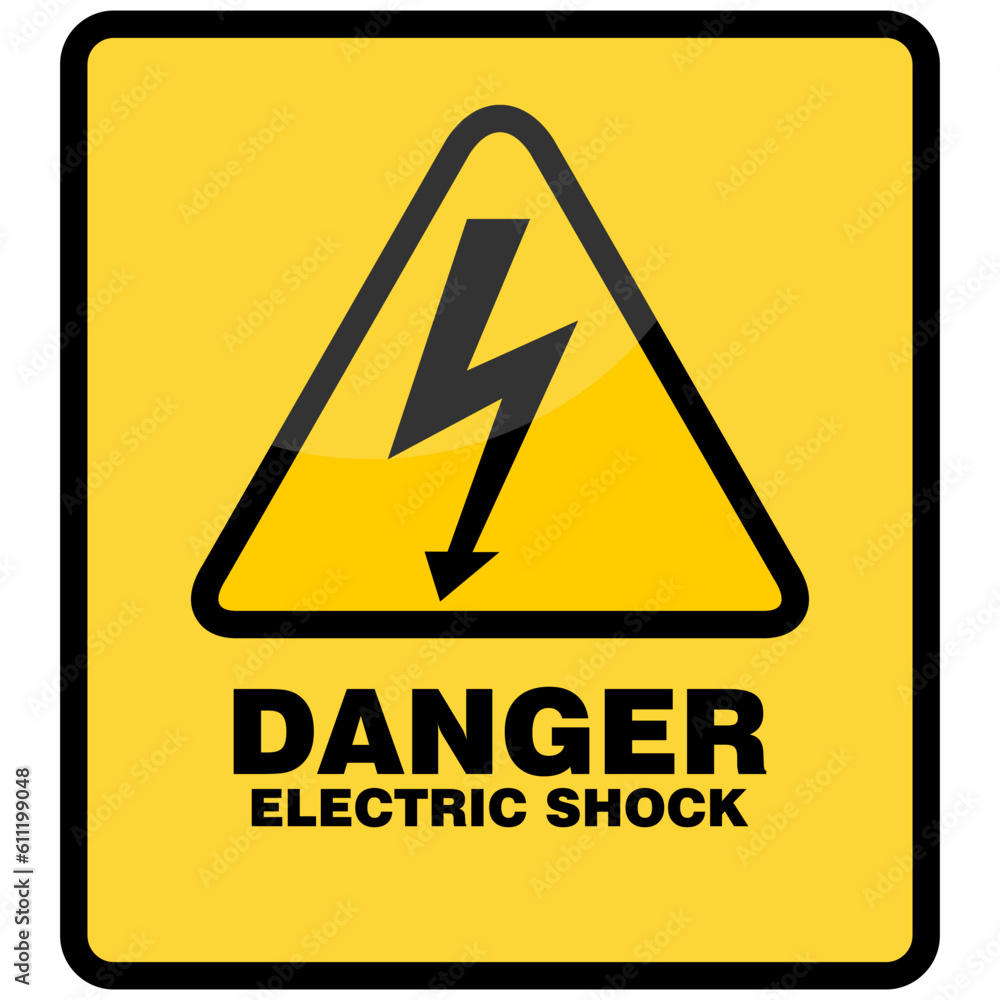 Danger, electric shock, sign vector Danger, electric shock, sign vector