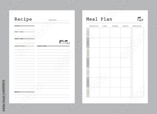 (Sea and Sean) Recipe Card and Meal plan. 
